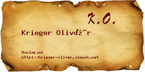 Krieger Olivér névjegykártya